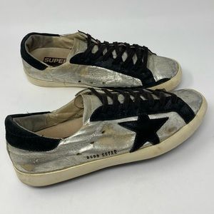 Golden Goose Superstar metallic leather and suede sneakers size 42/US 12 women